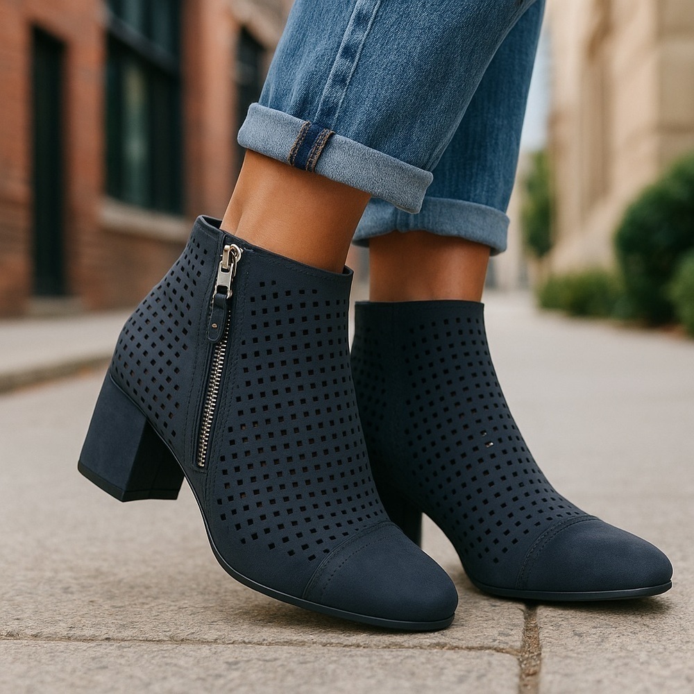 Cato | Perforated Size Zip Bootie New Black Faux Leather